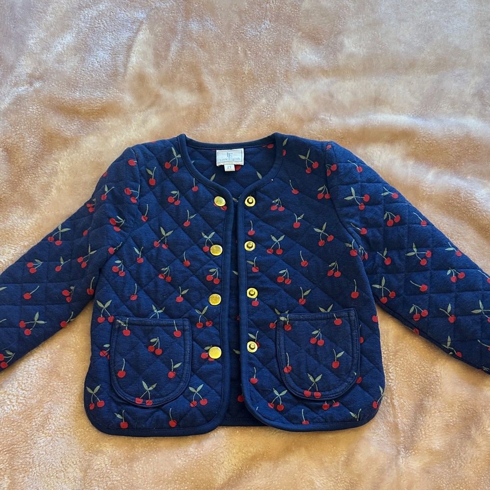 Cherry Patterned Navy Kids Jacket